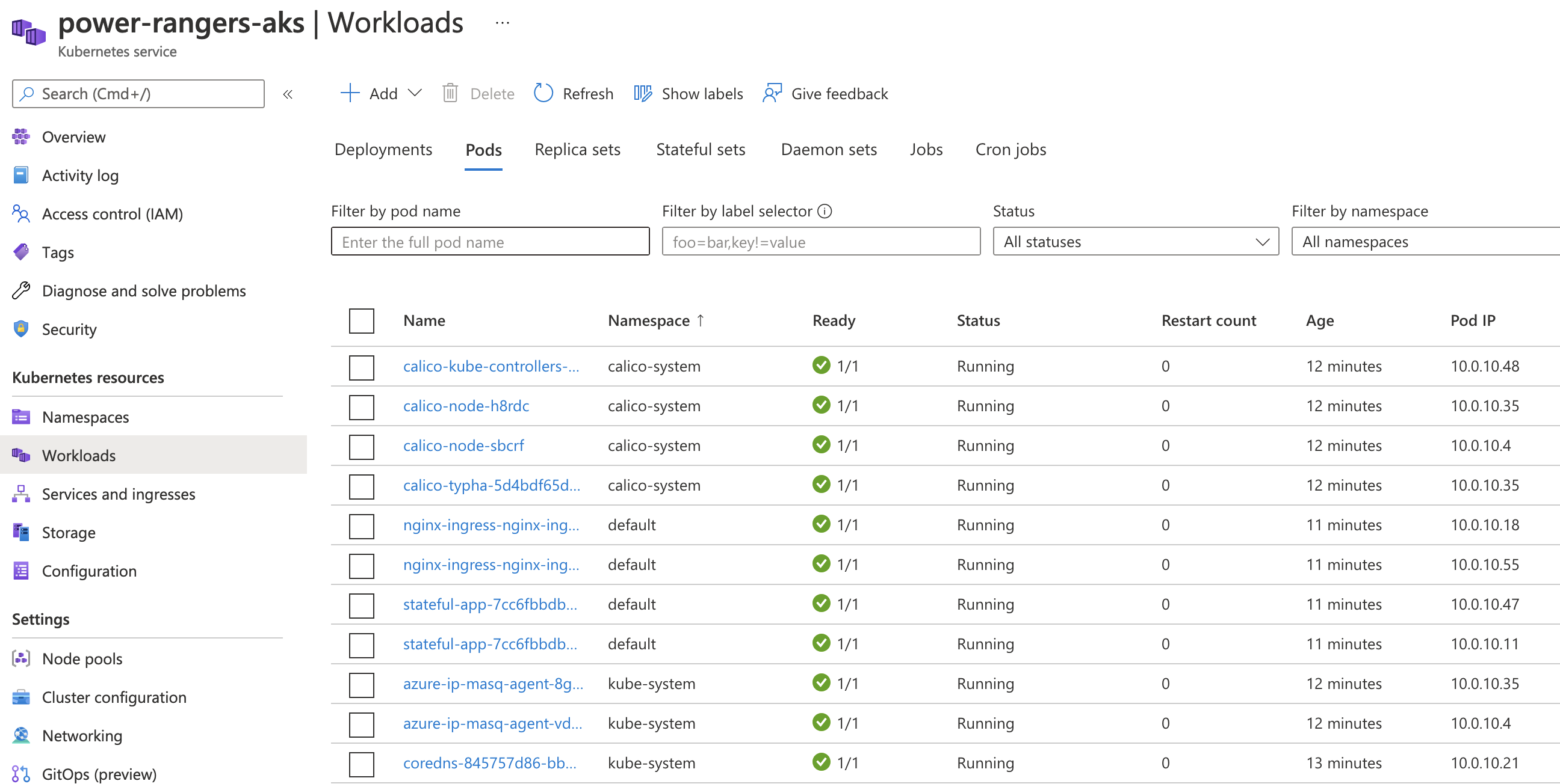 Kubernetes Cluster in the Portal