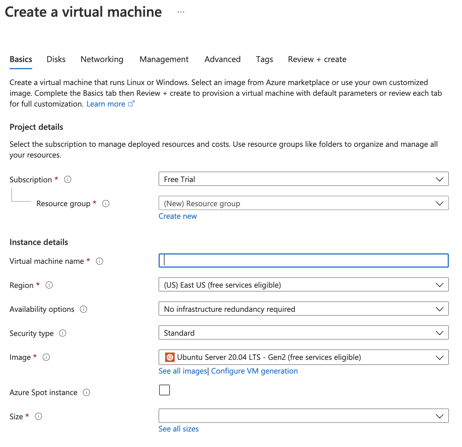 Creating a Virtual Machine