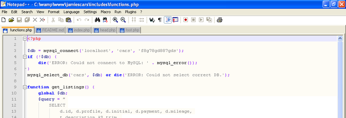PHP Code in Notepad++ Running in Windows XP