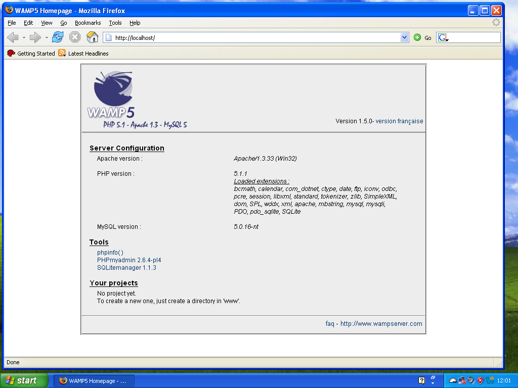 WAMP startup screen