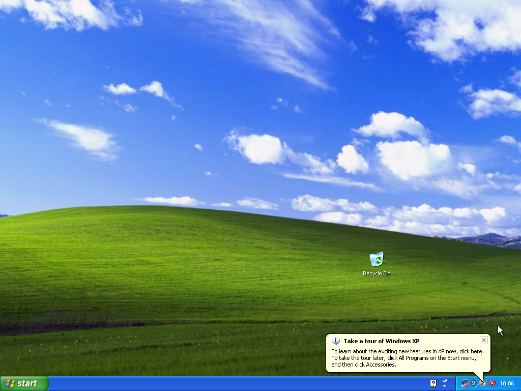 Windows XP initial desktop