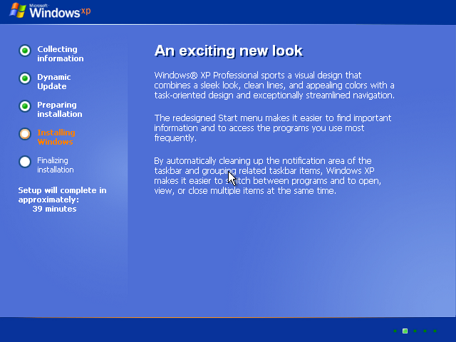 Windows XP installation process